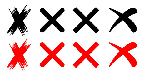 Obraz premium Black and Red Cross Mark Symbol Set PNG Illustration
