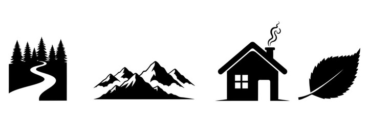 Serene Wilderness, Mountain Views, Cozy Home & Fresh Foliage A Natural Escape, Illustrating Peaceful Living