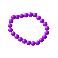Illustration of a purple beaded bracelet in the shape of a circle. Jewelry, fashion, accessories, stickers.