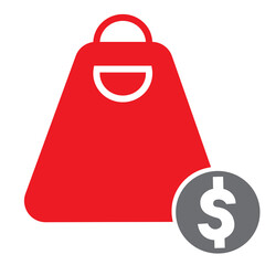 red shopping bag with dollar sign