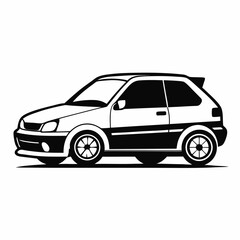 Isolated silhouette design of a unique efficient hatchback.