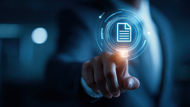 Person interacts with a digital document interface