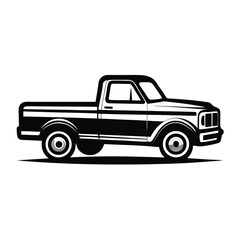 Isolated silhouette design of a unique pickup truck.