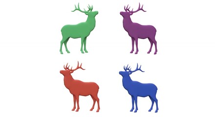 Fototapeta premium Colorful deer silhouettes graphic design elements