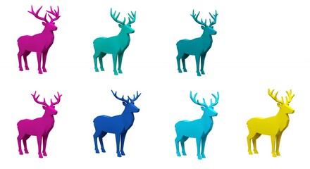 Fototapeta premium Colorful deer silhouettes graphic design