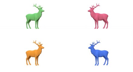 Fototapeta premium Colorful deer silhouettes on white background
