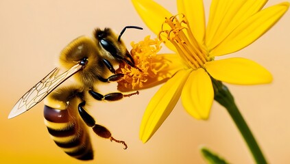Naklejka premium bee on a flower