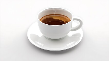Fototapeta premium Elegant white cup of coffee on a matching saucer