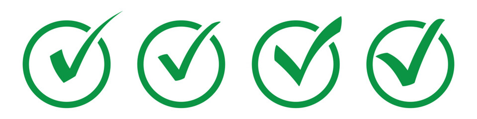 Hand drawing green tick mark icon on white background.  Digital hand drawing check mark vector set. Creative vector tick mark icon set.  © Line Wave