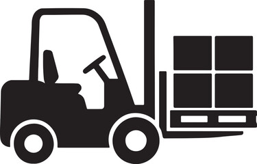 Forklift Silhouette with Pallet and Boxes Vector Illustration © Mohaiminul