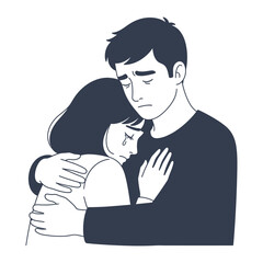 Heartfelt Comfort: A tender embrace between two individuals, expressing solace and empathy during a moment of shared sorrow, offering silent support and compassion.