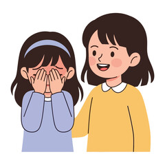 Support and Comfort: A tender moment is captured as a compassionate figure offers comfort to a sorrowful child, creating a scene of solace and connection.