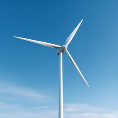 Wind turbine stands tall against a clear blue sky showcasing renewable energy technology