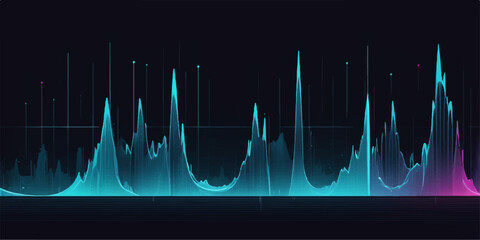 Abstract sound wave vector with a blue digital frequency graph design © NUR 0.2