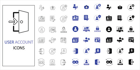 user account icons set. avatar, login, website, authentication and more. simple complete vector illustration