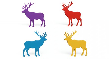 Fototapeta premium Colorful deer silhouettes vector design