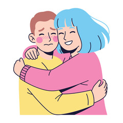 Embracing Sympathy: A tender embrace encapsulates comfort and empathy, as one person offers solace to another, capturing the warmth of compassion and support.