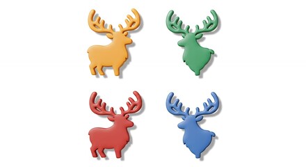 Fototapeta premium Four colorful deer silhouettes design elements
