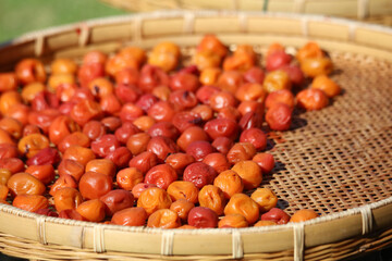 梅干しを干す様子