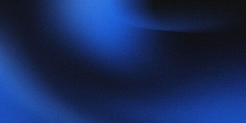 Blue light wave pattern in black background. Grainy gradient noise textured.