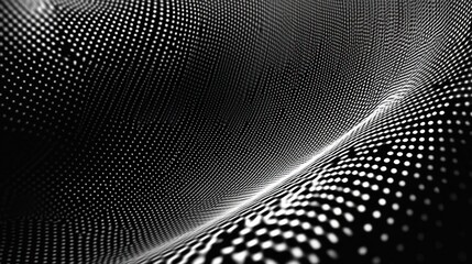 Elegant undulating black and white dot matrix pattern creating a sense of depth