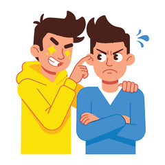 Bullying: A Vibrant Depiction. A vivid illustration portrays the poignant dynamics of bullying. It showcases a scene where an individual, their face contorted with rage and distress.