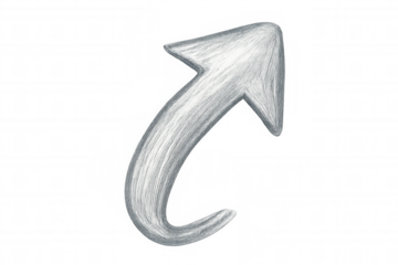 White hand-drawn upward arrow indicating progressive growth against transparent backdrop