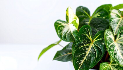 Close-up view of a variegated houseplant.