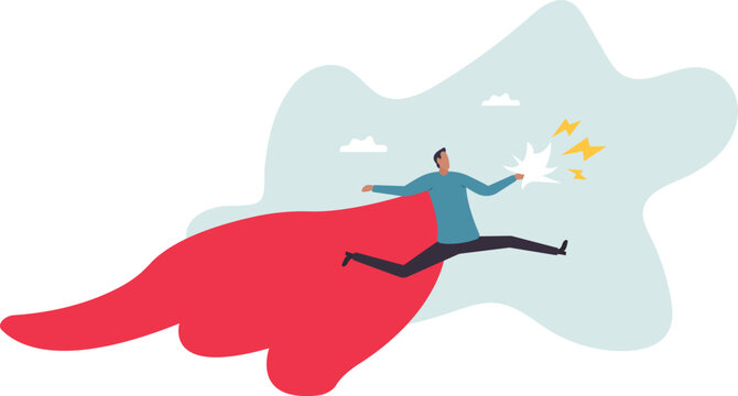 Superhero businessman with superpower to win business success, strength or power to control and finish work, confidence great responsibility,about a man and his life. - Powered by Adobe