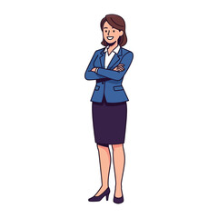 Confident Businesswoman Portrait: A poised professional stands with folded arms, radiating assurance and readiness. Capturing her strong presence. © Rokaiya