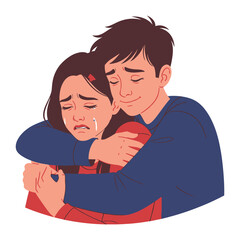 Comforting Embrace: A tender embrace between two figures, symbolizing support, love, and empathy, offering solace and reassurance in a moment of vulnerability.
