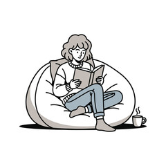 Cozy reading session with a warm drink and book