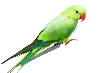 Green parrot isolated on transparent background