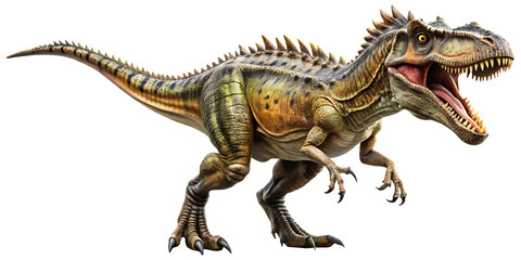 Ferocious Carnotaurus dinosaur with horns and open mouth on background prehistoric isolated on a transparent background