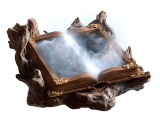 Enchanted book unleashing magic with glowing pages and mystical aura