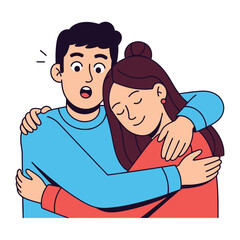 Embrace in Tranquility: A loving embrace between two individuals, capturing the essence of connection and support, against a backdrop of simplicity.