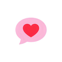 Pink Speech Bubble with Red Heart: Love Message Icon, Valentine's Day Graphic, Cute Emoji Design