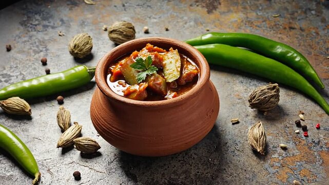 traditional Aloo gobi indian recipe on a warm background video rotation