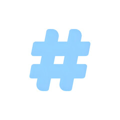 Hashtag Icon: A Vibrant Blue 3D Render for Social Media and Branding