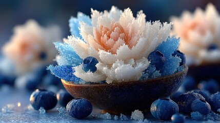 Delicate, frosted flower in a bowl