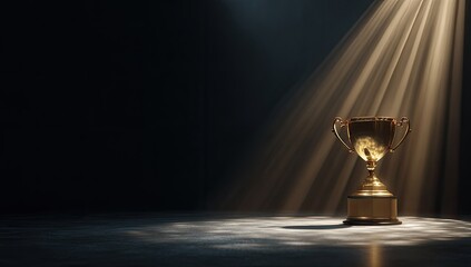 Golden trophy under spotlight (1)