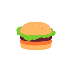 Cartoon Hamburger Illustration: Fast Food Graphic for Menus & Websites