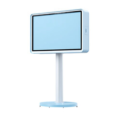 Fototapeta premium Light blue digital signage display on a stand.