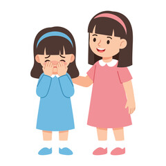 Empathy and Support: A touching depiction of one girl consoling another, offering a supportive gesture with a caring touch, evoking the value of friendship and understanding.