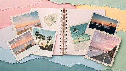 Open Scrapbook With Torn Pastel