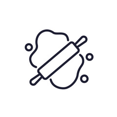 dough and roll line icon on white