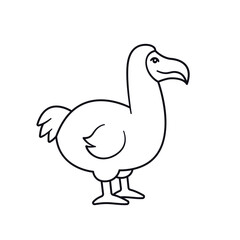Dodo bird, extinct animal outline on white