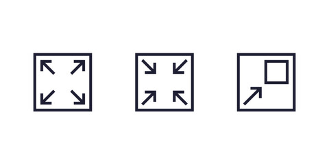 enlarge, reduce size line icons on white