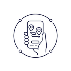 navigation app icon with phone in line design