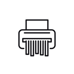 paper shredder icon, line pictogram on white